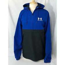 Under Armour Quarter Zip Up Jacket Hooded Black Royal Blue Women  s Sz S