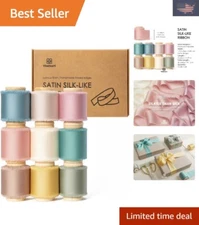 Silk Satin Ribbon 1-1/2 Inch x 45 Yard Wooden Spool Assorted Color Handmade F...