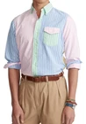 POLO RALPH LAUREN Blue Multi Classic Fit Striped Colorblock Oxford Fun Shirt NWT