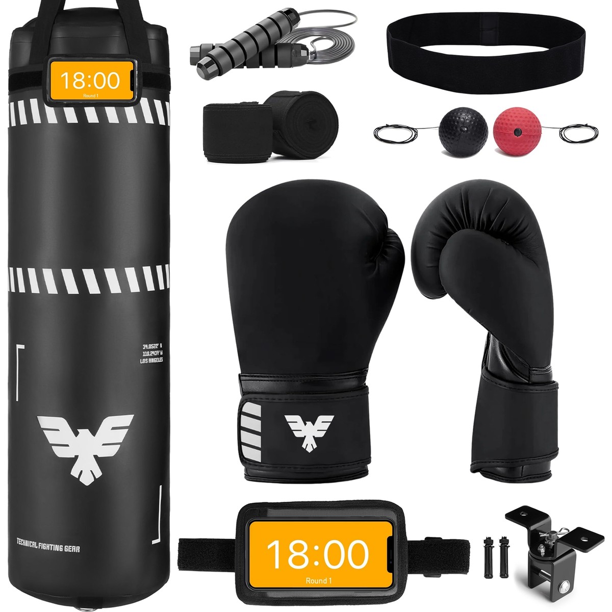 Elite Sports Adults Punching Bag Set 4ft Boxing Bag 12oz Gloves