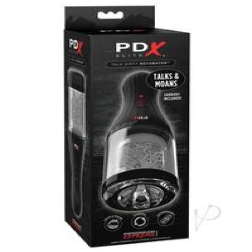 PDX Elite Rechargeable Talk Dirty Rotobator Masturbator - Pussy - Clear/Black - Image 4 of 4