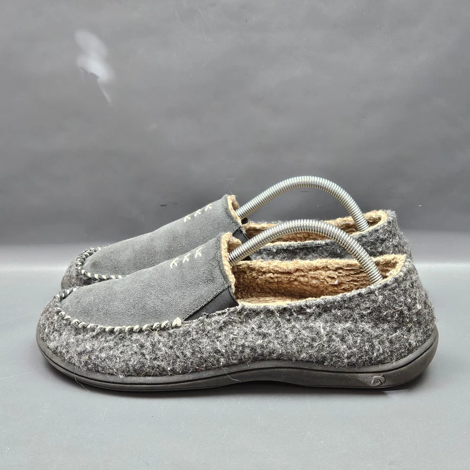 Zapatillas sin cordones Acorn hechas a mano sin usar, 9 mocasines grises de gamuza sintética de lana Foto 4 de 4