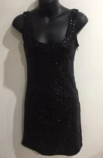 Sass Designer Vintage Retro Style Sequin Black Party Cocktail Club Dress Size 8