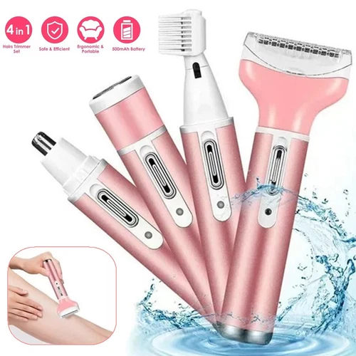 4 In 1 Women Electric Shaver Rechargeable Waterproof Razor Painless Epilator