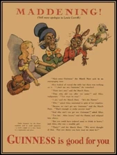 Guinness Beer - Alice in Wonderland Theme New Metal Sign: 9x12" - Free Shipping