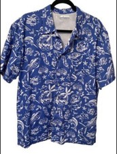 Columbia Hawaiian PFG Fishing Button Up Shirt Omni Shade Blue Mens Sz. Medium