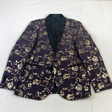 Hi Tie Blazer Sport Coat Mens Large Purple Gold Rose Formal Suit Stylish NWT