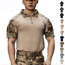 Army Men's Short Sleeve Shirt Tactical Combat Military Casual Camouflage T-Shirt