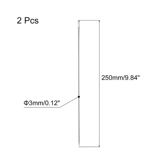 Agujas de coser largas a mano 2 piezas, aguja de ojo grande resistente de 10" de largo para coser - Imagen 2 de 7