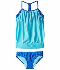 Speedo Kids Blouson Racerback Tankini Set Girl's sz 7 Mint Frost