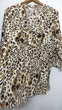 Marisa Christina Shirt Womens 1X Multicolor Cheetah Leopard Print Button Up Top
