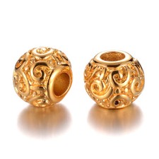 6pc Golden 304 Stainless Steel European Large Hole Beads Rondelle Spacer 12x10mm