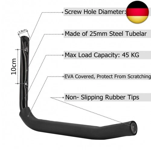 pipabiba Robuste Garagenaufbewahrungs-Radaufhänger, 40 cm Wandhalterung, - Bild 7 von 7