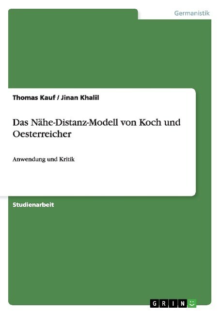 Thumbnail - Das Nähe-distanz-modell Von Koch Und Oesterreicher | Buch |