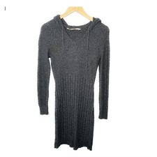Athleta Borealis Hooded Long Sleeve Knit Dress Womens XS Grey Fitted Merino Wool