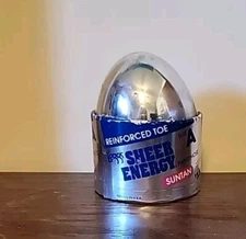 Vintage L'eggs Egg Sheer Energy Reinforced toe Pantyhose Sz A Suntan Silver Egg