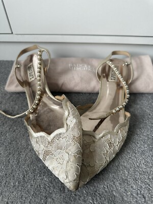 Badgley Mischka flache Hochzeitsschuhe in Elfenbein (einmal getragen) US 10/UK 7-8
