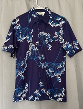 Vintage Aloha Shirt Asian Blossom Sz M Tropicana Hawaii Liberty House
