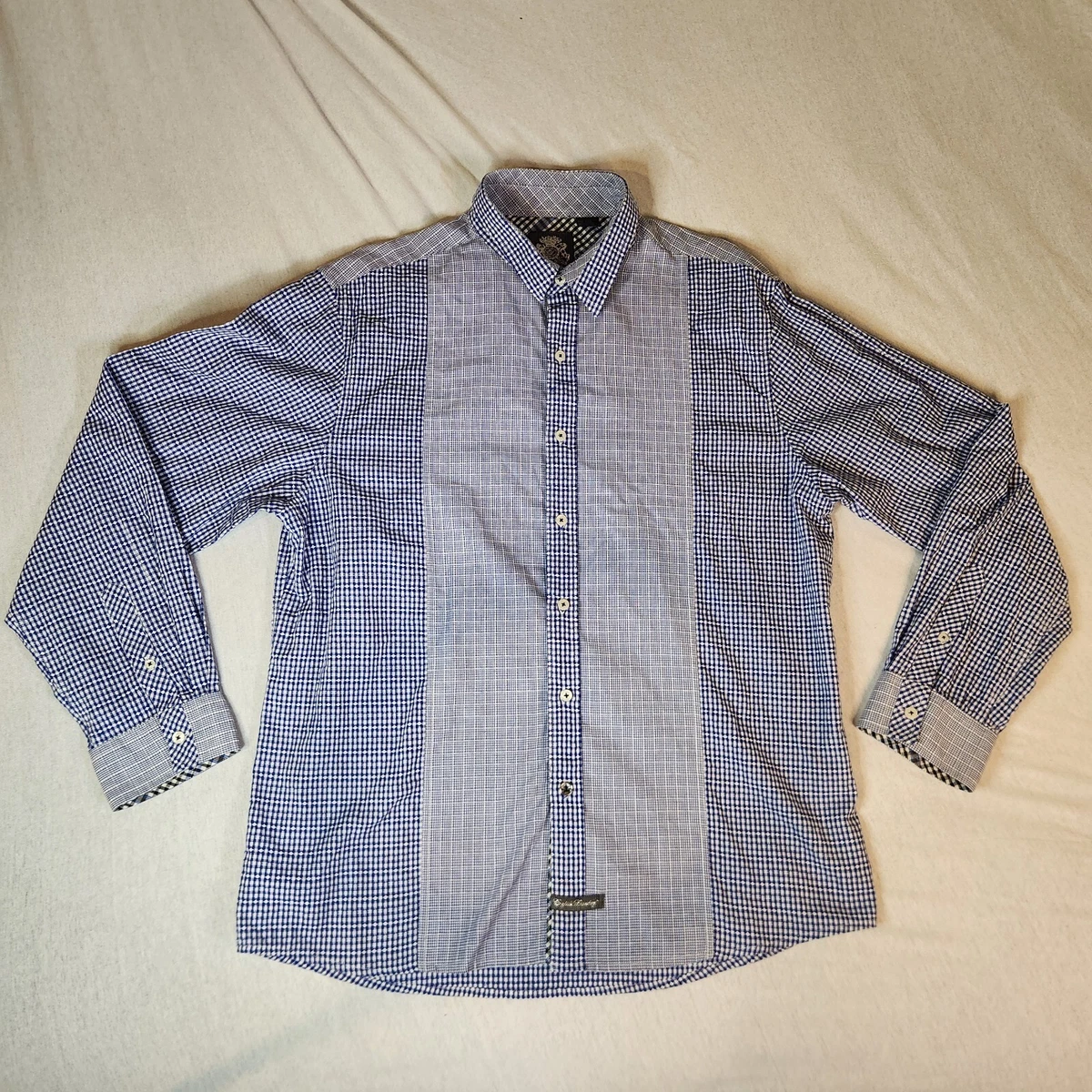 Camicia Abito Uomo English Laundry BLAQUE LABEL Taglia L - Quadri Ruggine 100% Cotone