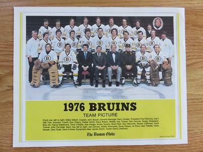 Jean Cheevers 76 BOSTON BRUINS Team Photo BOBBY ORR JOHN BUCYK BRAD PARK JEAN RATELLE ...