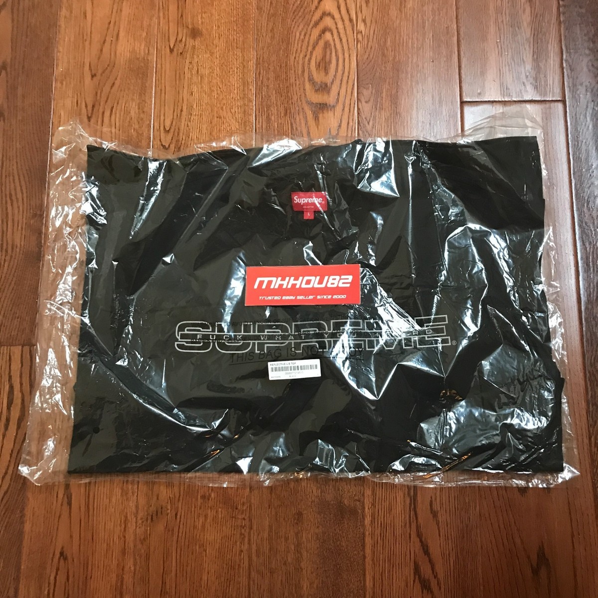 New Supreme Reflective L/S Top Tee T-Shirt Black Spring Summer