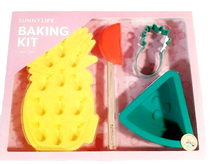 Sunnylife Fruit Salad 4 Piece Baking Kit Cupcake Mold Cookie Cutter Spatula NIB