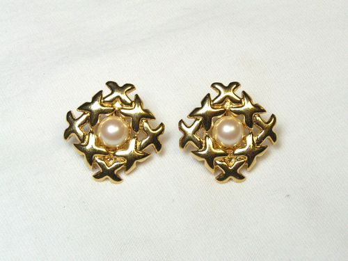 Monet Or Ton, Perle Synthétique à Clipser Boucles D'Oreilles - Photo 1 sur 7