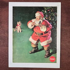 1961 Original Coca-Cola Santa Claus Christmas Holiday Ad Print Glue to Cardboard