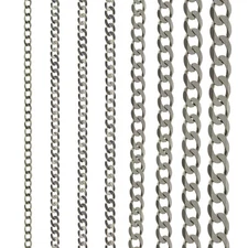 STERLING SILVER CURB CHAIN 16 18 20 22 24 ROPE POW BELCHER TRACE BOX SOLID LINK