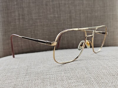 Luxottica Klixx Men Eyeglasses Frame Gold Tone Vintage Glasses