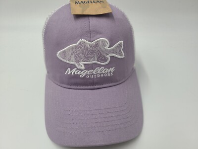 Women Magellan Outdoors Fish Mesh Trucker Snapback Hat Cap Casual Purple White