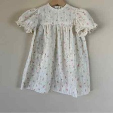 VTG Toddler Dress Ivory with Roses and Lace Sweet Floral