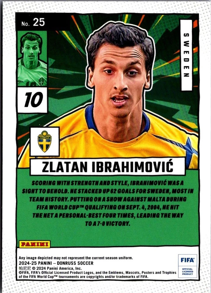 2024 Donruss Soccer Marvels Red Zlatan Ibrahimovic Sweden #25 - Image 2 of 2