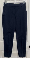 H M Navy Blue Slim Straight Work Stretch Pants Size 4 Elastic Waistband p9