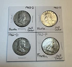 Lot of (4) Benjamin Franklin 90% Silver (1) 1962 D, (1) 1962 P (2) 1963 D
