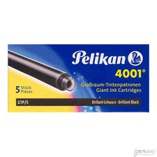 Pk/5 Pelikan 4001 Giant Fountain Pen Ink Cartridges GTP/5, Brilliant Black