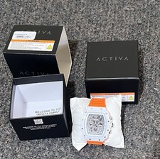 Invicta Activa x 44.3mm Men's Watch Orange White. Black Skeleton Dial. New