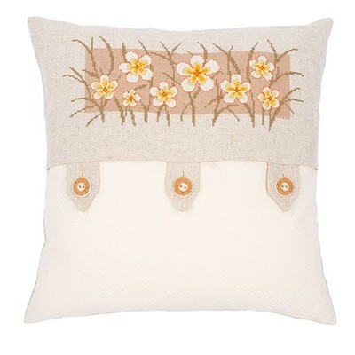 New Vervaco Cross Stitch Kit Cushion 0145327 Vanilla Flowers