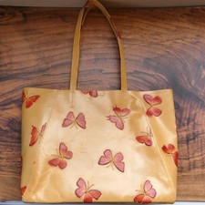Streets Ahead Large Amina Butterflies Embossed Leather Tote, Made in USA, Rare