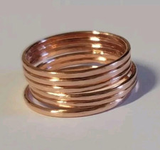 Solid Copper 6 Pc Stacking Hammer Minimalist Healing Ring, Handmade, Unisex
