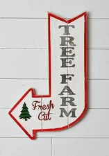New Primitive Rustic Farmhouse FRESH CUT CHRISTMAS TREE FARM ARROW Sign 23.5"