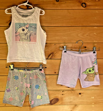 Stars Wars Baby Yoda Themed Shorts and Tank Top Set Girls Size 7/8