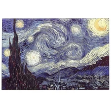 Tempered Glass Cutting Board for Kitchen, Van Gogh Design Blue Starry, Small ...