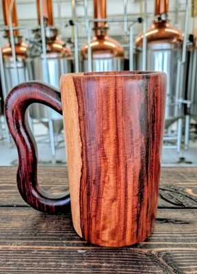 Vintage Handcrafted 6.5'' h Wooden Drinking Stein - 3.5'' opening