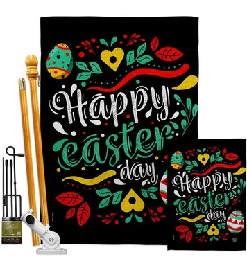 Easter Day Garden House Flag Kit Spring Happy Bunny Egg Christian Season Spri...