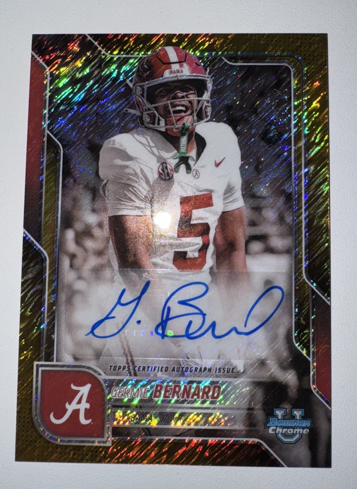 2025 Bowman U Chrome Germie Bernard Gold Shimmer SSP Auto /50 Alabama BCA-GB