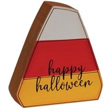 G38019HH Candy corn wood sitter happy halloween