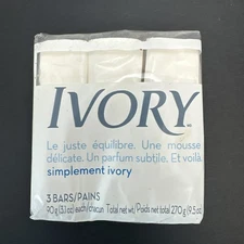 Ivory - Individually Wrapped Bath Soap, White, 3.1oz Bar, 3 Count Vtg