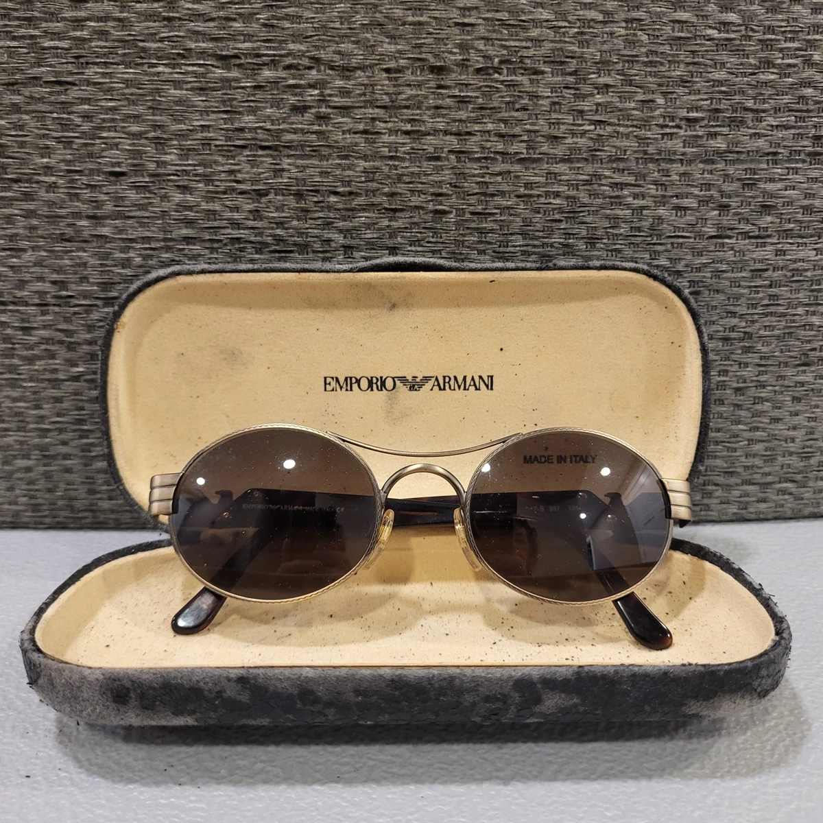 ARMANI Gunmetal Oval Vintage Sunglasses for sale | eBay