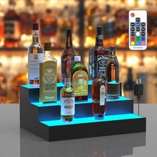 LED Lighted Liquor Bottle Display Shelf, 3 Tier 16 Inch Alcohol Whiskey